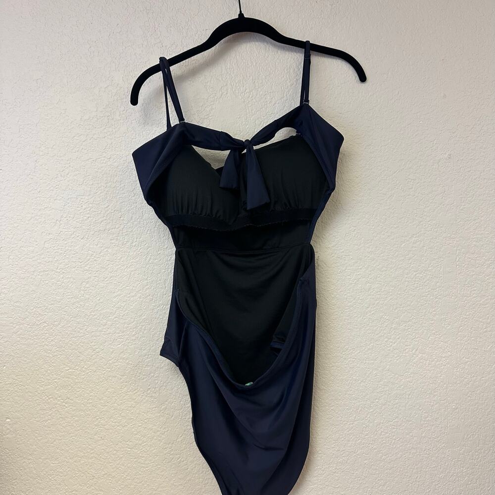 J. Crew Cutout Tie Back One Piece Swimsuit Navy Size 14 - Picture 11 of 11